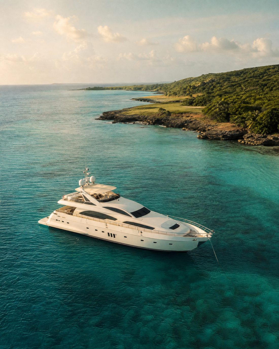 Private yacht on the Caribbean Sea